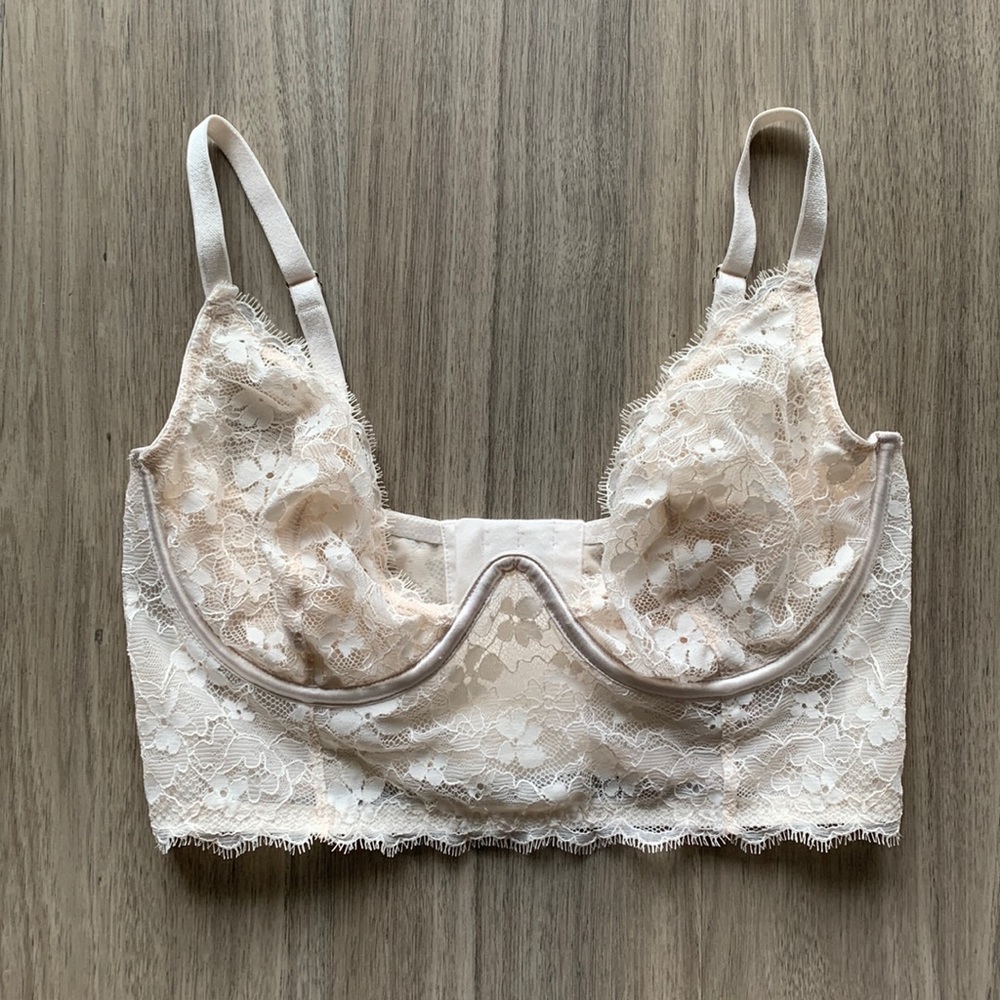 Victoria’s Secret 34DD Very Sexy Cream Ivory Unlined Long Line Bustier Bra